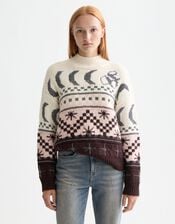 Scotch & Soda Metallic Celestial Fair Isle Jumper, Multi (MULTI), large
