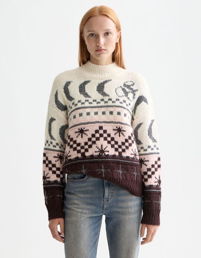 Scotch & Soda Metallic Celestial Fair Isle Jumper, Multi (MULTI), large