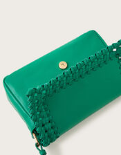 Leather Woven Cross-Body Bag, , large