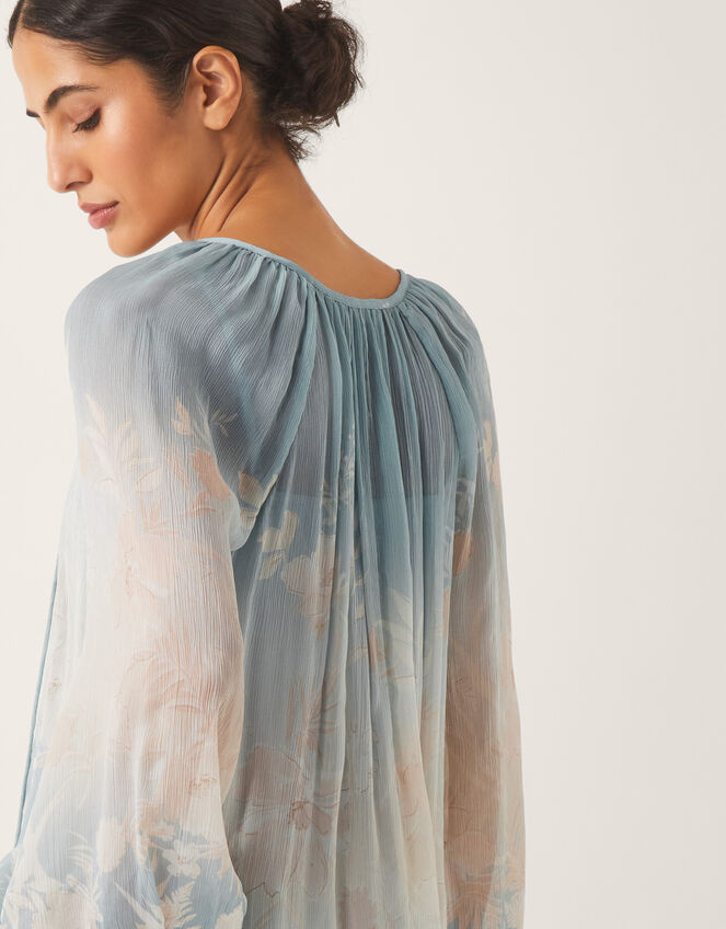 Lilian Sheer Floral Blouse, Blue (PALE BLUE), large