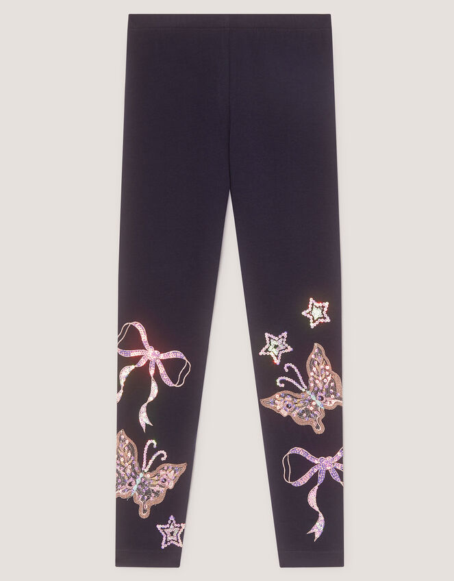 Butterfly Sequin Leggings, Blue (NAVY), large