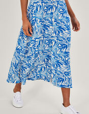 Florence Leaf Print Tea Dress, Blue (BLUE), large