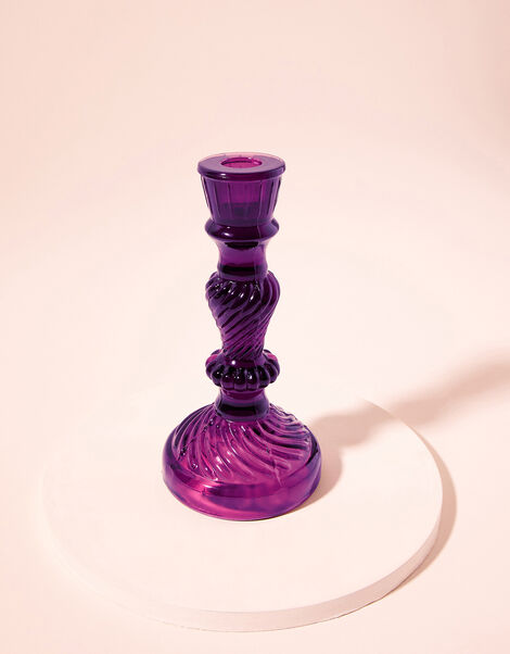 Glass Candle Stick Holder Purple, Purple (PURPLE), large