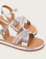 Diamante Cross-Over Sandals, Silver (SILVER), large