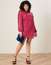 Sasha Sequin Shift Dress, Pink (PINK), large