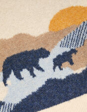 Bear Scene Knit Sweater, Camel (BEIGE), large
