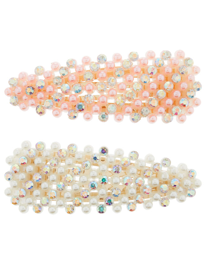 Crystal-Embellished Hair Clips, , large
