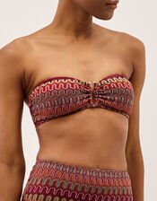 Zaria Knit Bandeau Bikini Top, Red (BURGUNDY), large