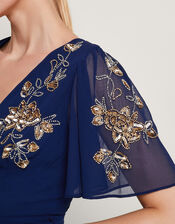 Sarah Embellished Wrap Dress , Blue (MIDNIGHT), large