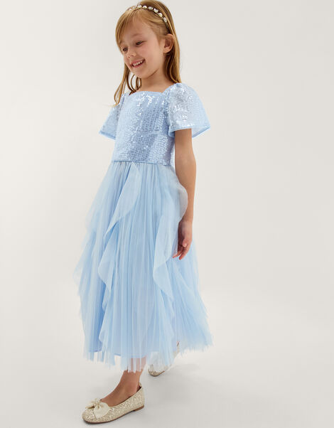 Scarla Sequin Ruffle Party Dress, Blue (PALE BLUE), large