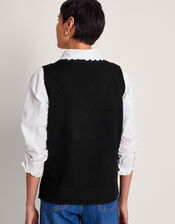Bri Knit Sweater Vest, Black (BLACK), large