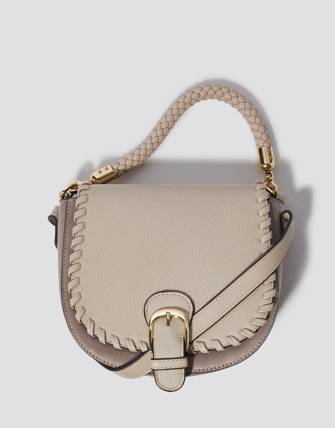 Petra Woven Satchel Cross-Body Bag, Grey (GREY), large