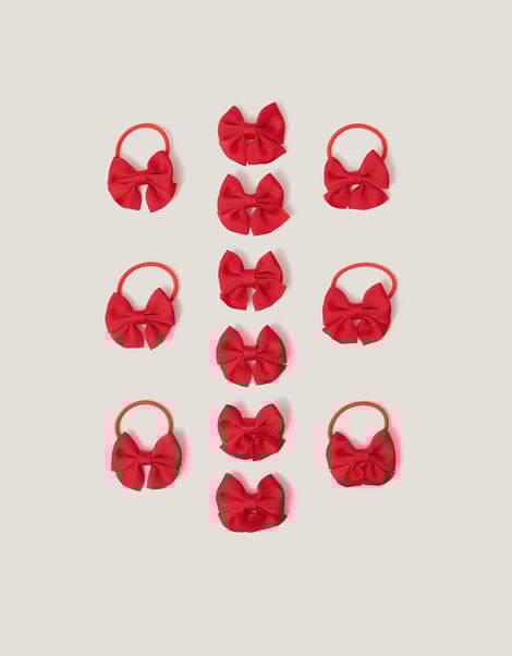 12-Pack School Bow Clips & Hair Bands, Red (RED), large