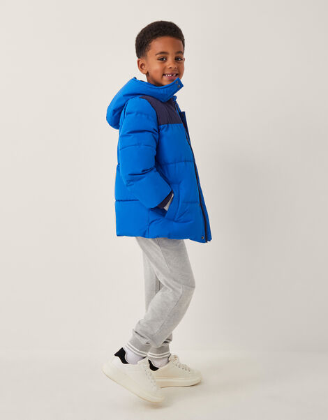 Colourblock Puffer Jacket, Blue (BLUE), large