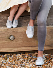 Hampton Canvas Plum Plimsolls , Silver (SILVER), large