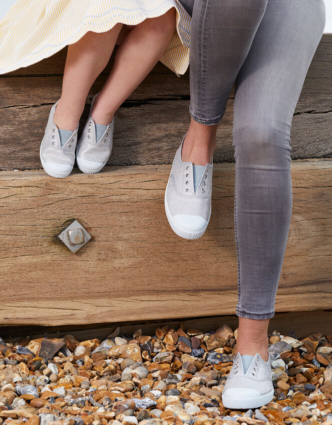 Hampton Canvas Plum Plimsolls , Silver (SILVER), large