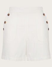 Harper Denim Shorts, White (WHITE), large