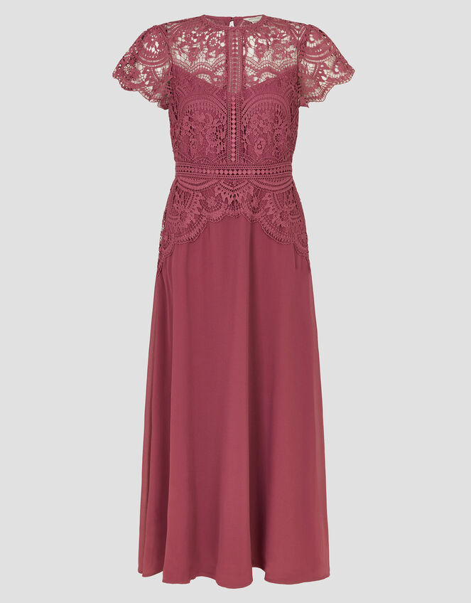 Monica Lace Midi Dress, DARK PINK, large