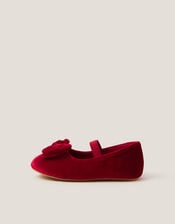 Baby Bow Velvet Walker Shoes, Red (RED), large