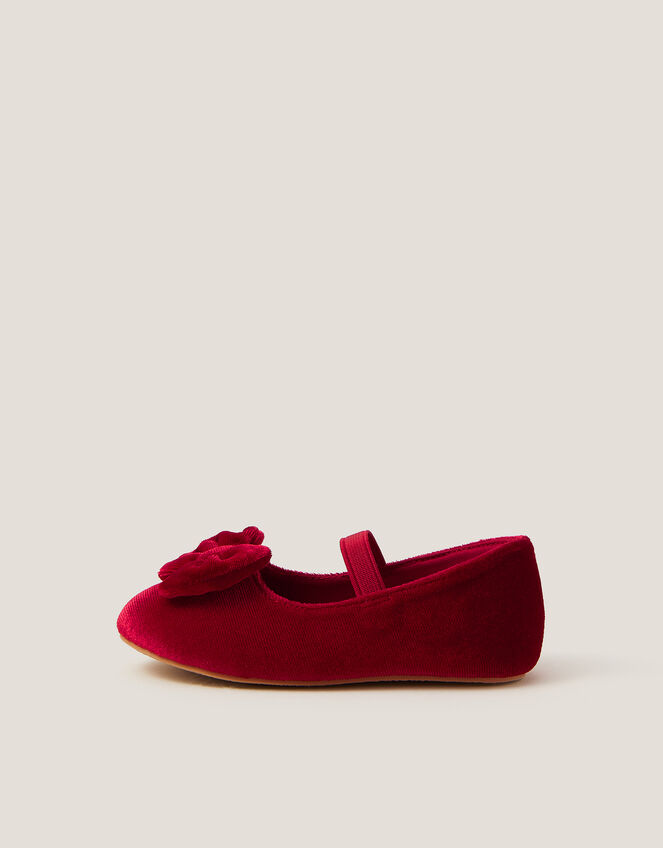 Baby Bow Velvet Walker Shoes, Red (RED), large