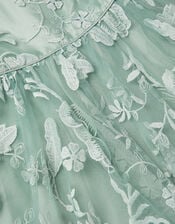 Montecarlo Floral Embroidered Party Dress, Green (SAGE), large