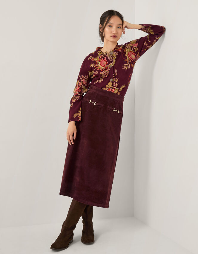 Yasmina Floral Collar Cardigan, Red (BERRY), large