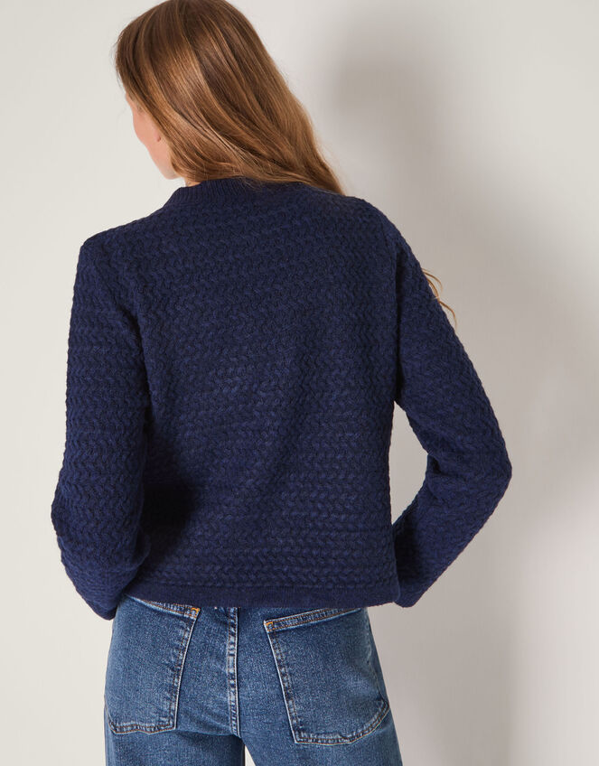 Brianne Floral Button Cardigan, Blue (NAVY), large