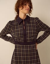 Ciara Check Jersey Midi Shirt Dress, Brown (BROWN), large