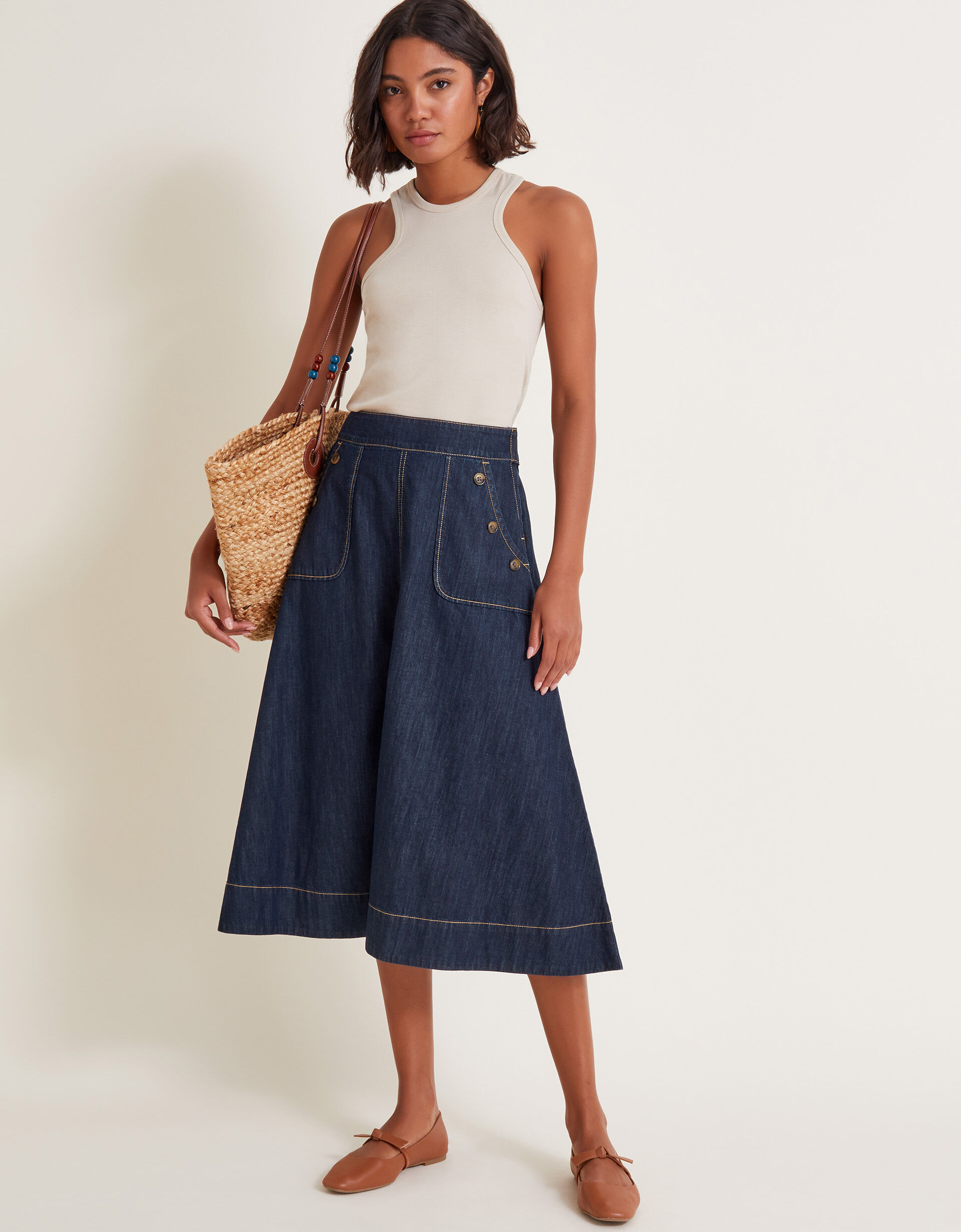 Monsoon denim shop skirt sale
