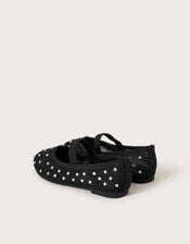 Diamante Mesh Ballet Flats, Black (BLACK), large