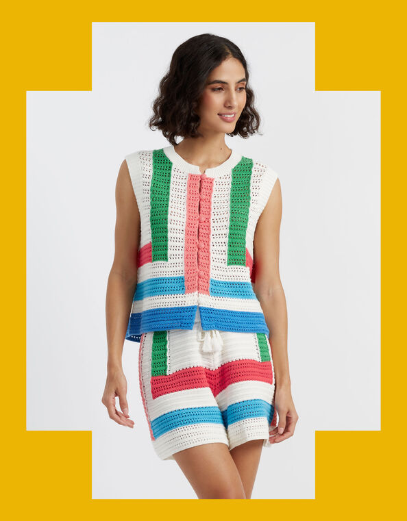 Chinti & Parker Capri Crochet Vest, Multi (MULTI), large