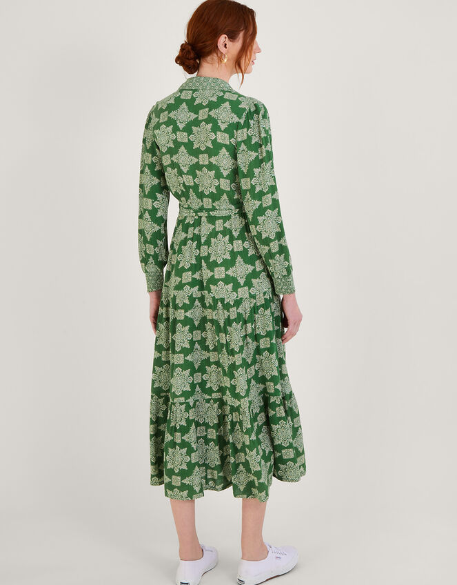 Fernanda Geometric Print Midi Dress in LENZING™ ECOVERO™, Green (GREEN), large