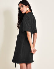 Amelia Shirt Dress, Black (BLACK), large