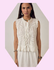 Maison Hotel Camila Embroidered Lace Top, White (WHITE), large