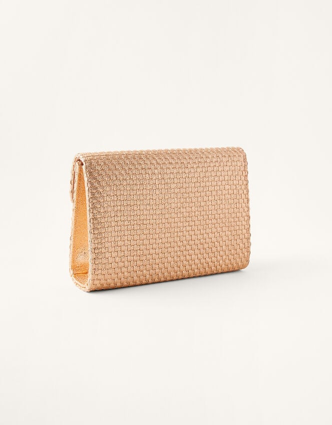 Woven Metallic Envelope Clutch, , large