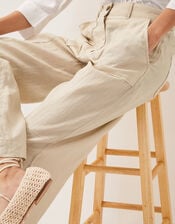 Jolie Short Linen Wide Leg Trousers, Natural (NATURAL), large