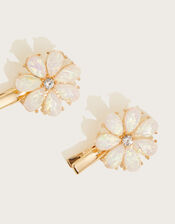 Jewel Flower Hair Clips Twinset, , large