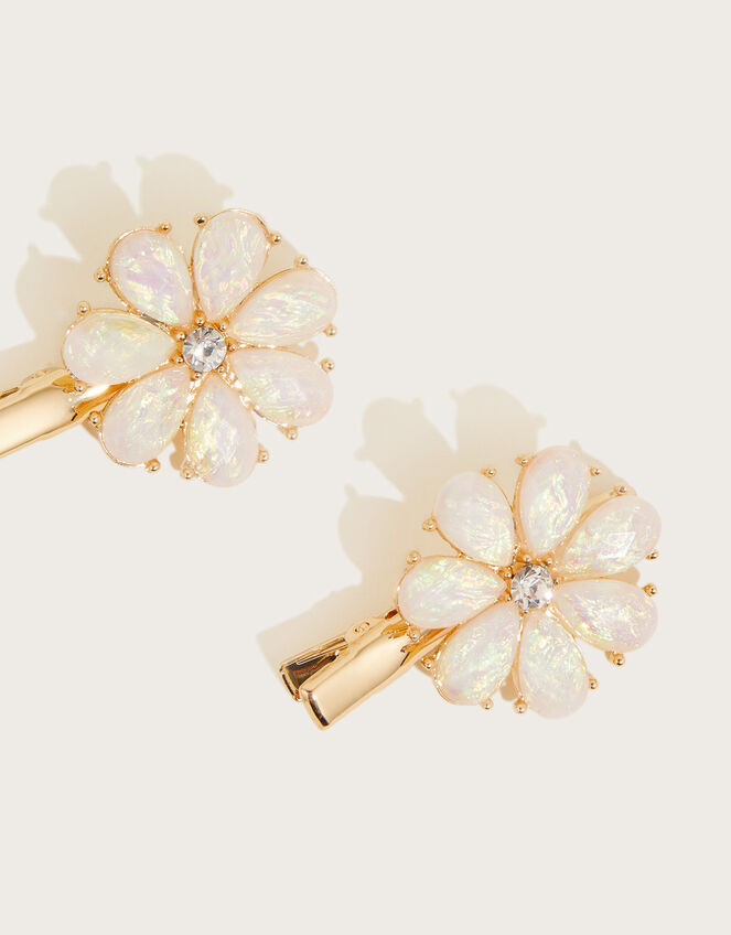 Jewel Flower Hair Clips Twinset, , large