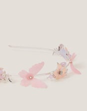 Floral Butterfly Embellished Metal Headband, , large