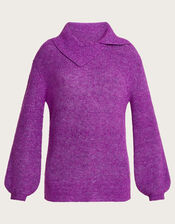 Super-Soft Rib Splice Neck Jumper, Purple (PURPLE), large