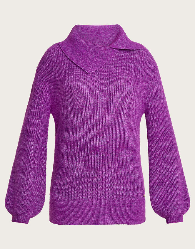 Super-Soft Rib Splice Neck Jumper, Purple (PURPLE), large