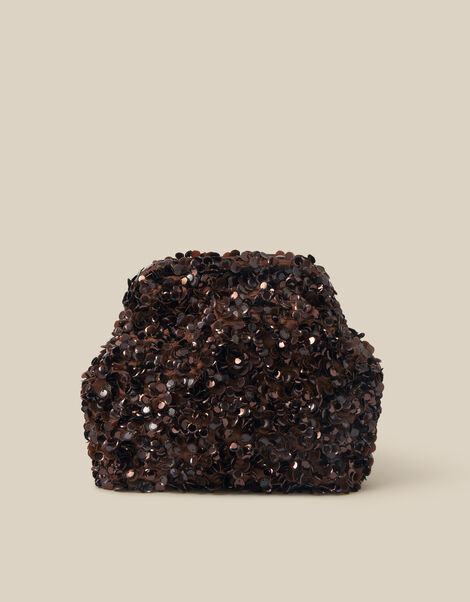 Kira Sequin Clutch Bag, Brown (CHOCOLATE), large