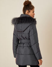 Padded Faux Fur Hooded Coat, Gray (CHARCOAL), large