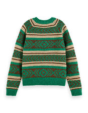 Scotch and Soda Metallic Fair Isle Jumper, Green (GREEN), large