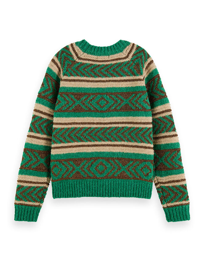 Scotch and Soda Metallic Fair Isle Jumper, Green (GREEN), large