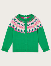 Christmas Fair Isle Cardigan, Green (GREEN), large