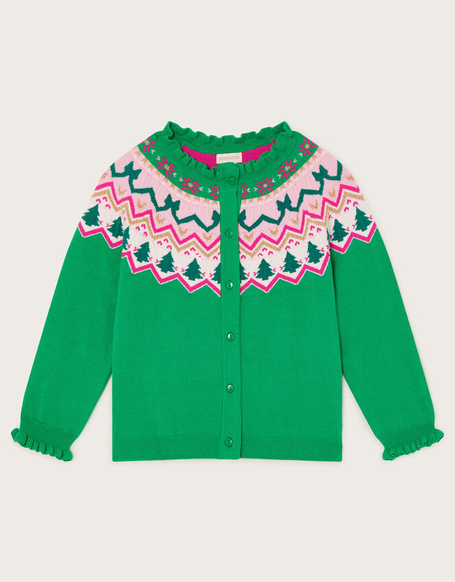 Christmas Fair Isle Cardigan, Green (GREEN), large