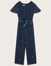Scatter Sequin Party Jumpsuit, Blue (NAVY), large