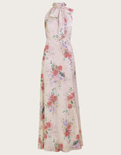 Palmer Floral Satin Maxi Dress, Ivory (IVORY), large