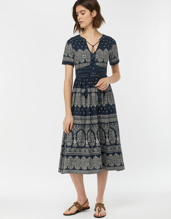 Hatty Heritage Print Dress, Blue (NAVY), large